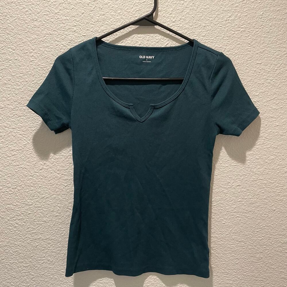 Old Navy Green Ribbed Top, Women’s Size Small, Excellent Used Condition